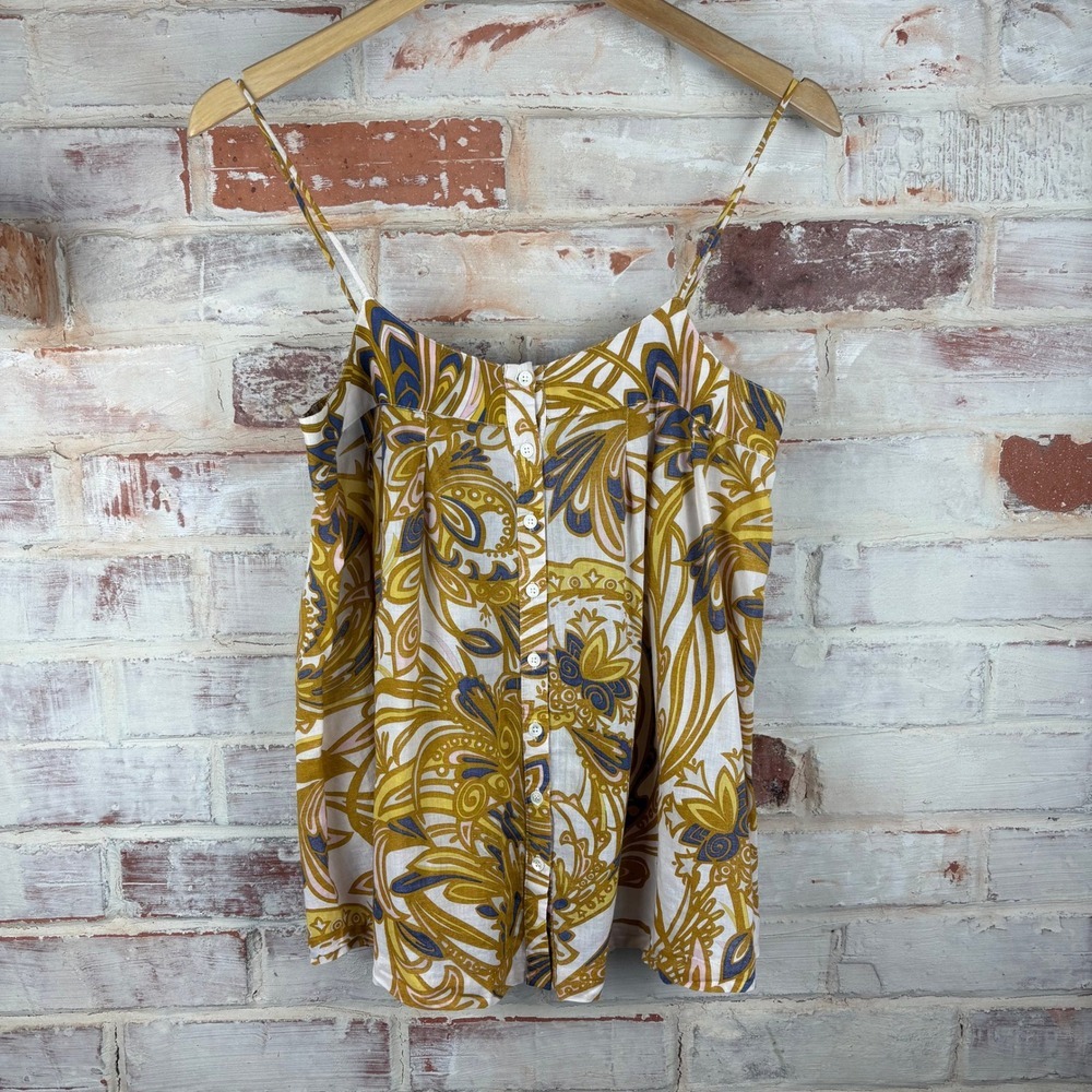 Nieves Lavi New York Small Vintage Cotton Boho Indie Paisley Tank Top Made USA